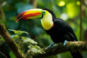 ai généré la nature Voyage dans central Amérique Quille facturé toucan dans Panama boisé paradis ai généré photo