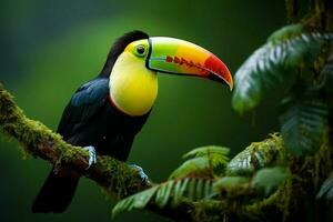 ai généré vibrant Quille facturé toucan au milieu de Panama riches végétation une captivant faune scène ai généré photo