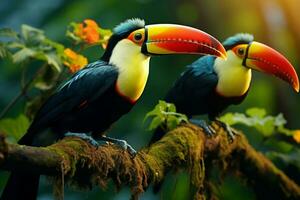 ai généré la nature Voyage dans central Amérique Quille facturé toucan dans Panama boisé paradis ai généré photo