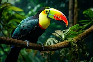 ai généré la nature Voyage dans central Amérique Quille facturé toucan dans Panama boisé paradis ai généré photo