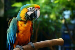 ai généré étourdissant ara mettant en valeur ses vibrant et coloré plumage ai généré photo