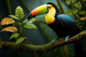 ai généré vibrant Quille facturé toucan au milieu de Panama riches végétation une captivant faune scène ai généré photo