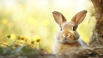 ai généré Pâques lapin avec magnifique printemps la nature. ai généré photo