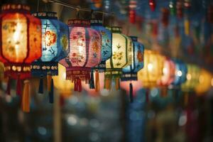 ai généré coloré Festival lanternes pendant le chinois traditionnel vacances saison. ai généré photo