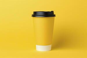 ai généré Vide café tasse isolé sur Jaune Contexte. ai généré photo