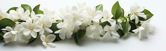 ai généré jasmin fleurs sur blanc surface. ai généré photo