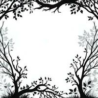 ai généré arbre silhouette frontière Cadre illustration photo