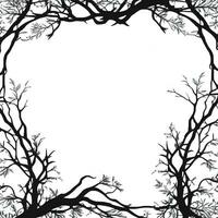 ai généré arbre silhouette frontière Cadre illustration photo