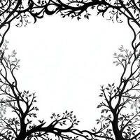 ai généré arbre silhouette frontière Cadre illustration photo