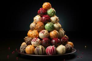 ai généré Créatif Noël arbre fabriqué avec succulent sucettes, joyeux Noël images photo