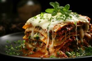 ai généré lasagne avec Pâtes et fromage photo