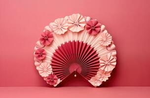 ai généré une papier ventilateur sur une rose Contexte photo