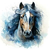 ai généré aquarelle mer cheval isolé photo