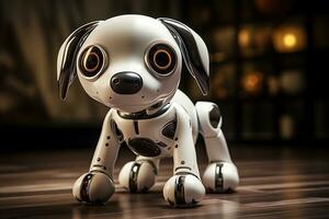 ai généré portrait de une mécanicien robot chien photo