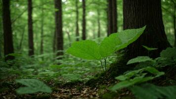 ai généré enquêter le rôle de chlorophylle dans le feuilles de à feuilles caduques des arbres et Comment il contribue à le fascinant vert teintes de le forêt. photo
