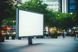 ai généré Vide blanc panneau d'affichage ou afficher, publicité, flou background.by génératif ai. photo