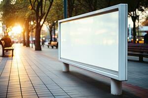 ai généré Vide blanc panneau d'affichage ou afficher, publicité, flou background.by génératif ai. photo