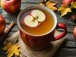 ai généré confortable fête avec à pointes Pomme Cidre dans une Vermont Grange. ai généré. photo