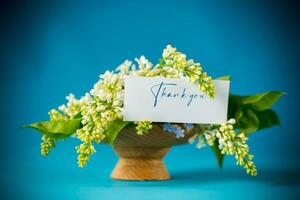 bouquet de blanc lilas avec salutation carte photo