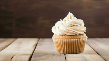 ai généré Glaçage crème petit gâteau nourriture photo