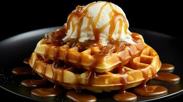 ai généré beurre chaud gaufre nourriture photo