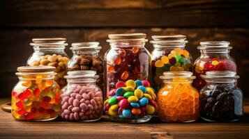 ai généré confiserie assortiment bonbons nourriture photo