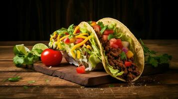 ai généré délicieux du boeuf taco nourriture photo