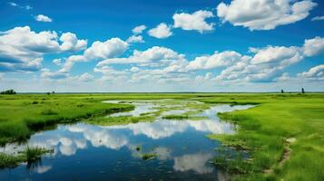 ai généré oies prairie nid de poule le marais photo