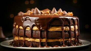 ai généré dessert Chocolat gâteau nourriture photo