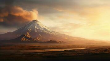 ai généré cratère volcanique montagnes paysage photo