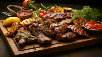 ai généré saveur en bois un barbecue nourriture photo