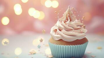 ai généré Glaçage sucré petit gâteau nourriture photo