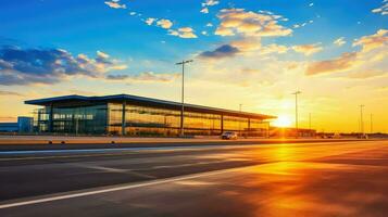 ai généré Voyage bleu aéroport Contexte photo