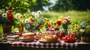 ai généré des hamburgers vacances pique-nique nourriture photo