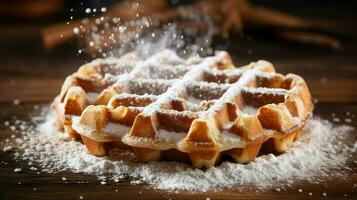 ai généré sucré sucre gaufre nourriture photo