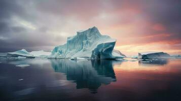 ai généré Antarctique tabulaire icebergs paysage photo