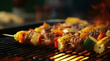 ai généré tiré délicieux un barbecue nourriture photo