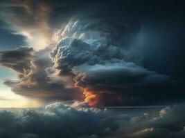 ai généré foudre pendant été orage photo