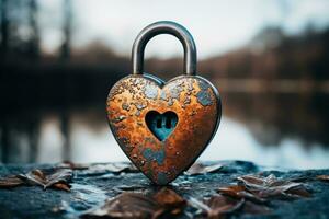 ai généré cœur en forme de rouille sur cadenas photo