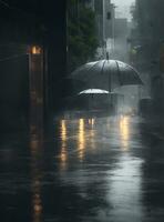 ai généré pluie sur le rue photo