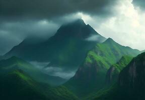 ai généré grand, dense montagnes, ai généré. photo