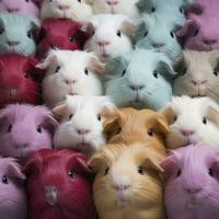 ai généré une coloré troupeau de Guinée les cochons dans une variété de charmant couleurs photo