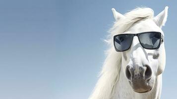 ai généré marrant cheval dans des lunettes de soleil photo