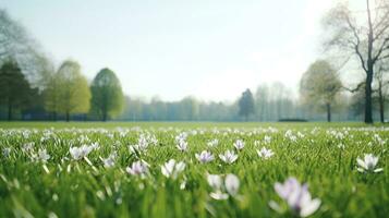 ai généré fleurs, Contexte image, fleur champ, luminosité, fraîcheur, paysage, paysage, la nature photo