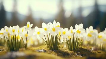 ai généré fleurs, Contexte image, fleur champ, luminosité, fraîcheur, paysage, paysage, la nature photo