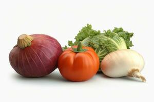 ai généré Frais des légumes sur blanc Contexte. en bonne santé nourriture concept photo