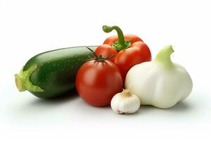 ai généré Frais des légumes sur blanc Contexte. en bonne santé nourriture concept photo