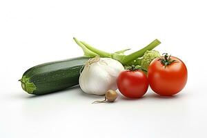 ai généré Frais des légumes sur blanc Contexte. en bonne santé nourriture concept photo