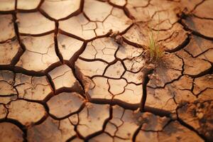 ai généré fissuré Terre. fissuré sol sur sec saison. global échauffement. photo