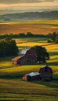 ai généré harmonie sur le américain ferme capturer le esprit de rural la vie photo